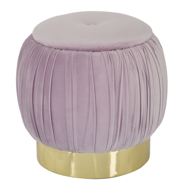 Boite Puff Paris Rose Ø41x41 cm Bois Eponge et Velours Synthétique Rose et Doré online