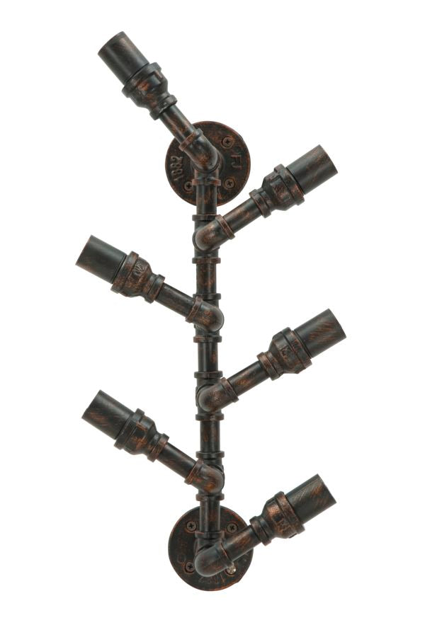 acquista Porta Bottiglie da Muro Manhattan 6 Posti 27x15x55 cm in Ferro Nero e Rame