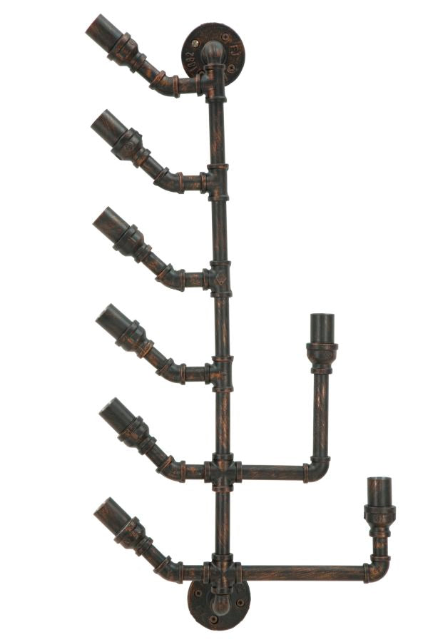 Porta Bottiglie da Muro Manhattan 8 Posti 40x9x82 cm in Ferro Nero e Rame online