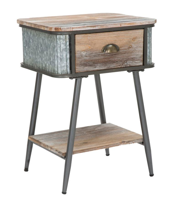 Table de Chevet Bronxs 47,5x36,5x63,5 cm en Fer et Bois de Sapin Noir et Gris acquista