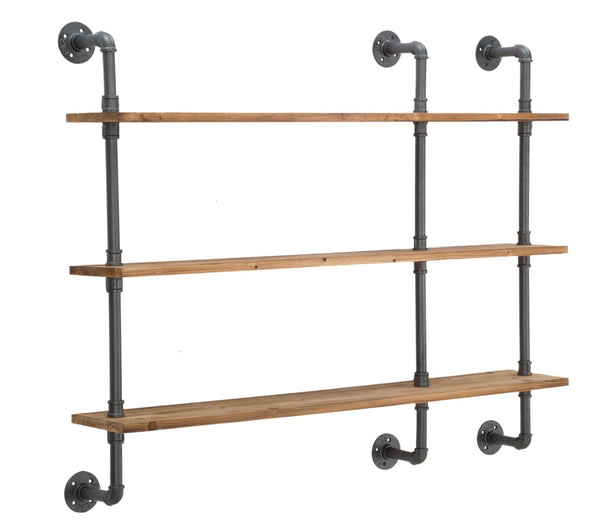 acquista Manhattan Etagères Murales 120x22,5x100 cm Bois de Sapin et Fer Gris et Marron