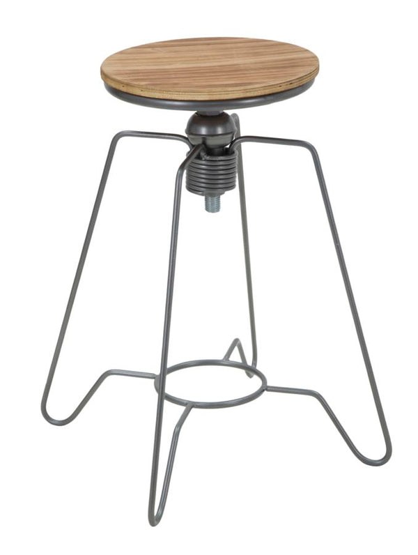 sconto Tabouret Heintreck Ø39x55-70 cm Bois de Sapin et Fer Gris et Brun