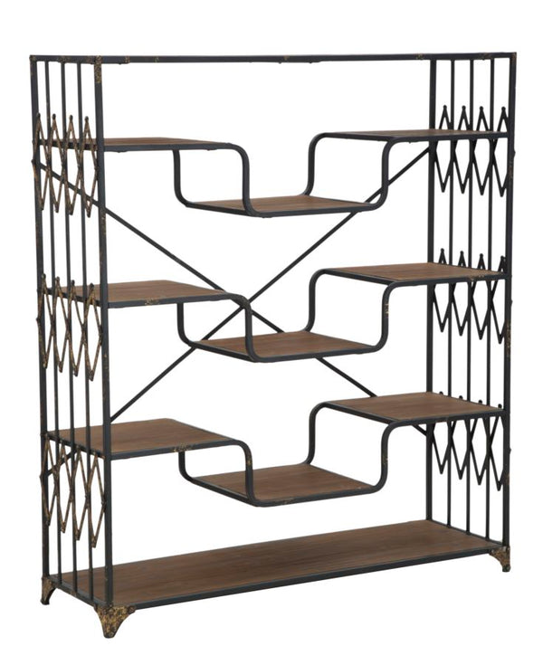 Liberia Ascenseur Grand 122x38x141 cm en Fer et Bois de Sapin Noir et Marron online