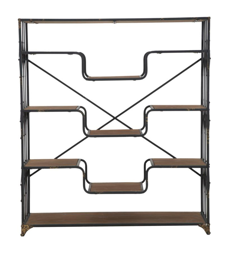 Liberia Elevator Big 122x38x141 cm in Ferro e Legno di Abete Nero e Marrone-3