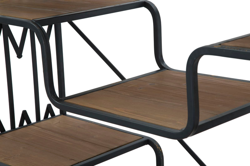 Liberia Elevator Big 122x38x141 cm in Ferro e Legno di Abete Nero e Marrone-5