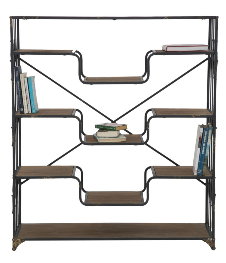 Liberia Elevator Big 122x38x141 cm in Ferro e Legno di Abete Nero e Marrone-9