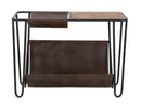 Tavolinetto Porta Giornali Simply 83,5x42x61 cm in Ferro e Legno di Abete e PU Nero e Marrone-3