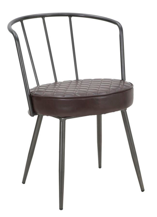 prezzo Fauteuil Iron Line 52x58x75 cm en fer marron et gris et éponge et PU