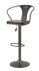 Sgabello Imbottito Detroit 51x48x86-108 cm in Ferro e Spugna e PU Marrone e Grigio-3