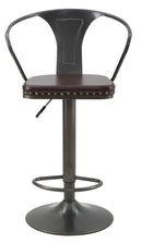 Sgabello Imbottito Detroit 51x48x86-108 cm in Ferro e Spugna e PU Marrone e Grigio-8