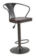 Sgabello Imbottito Detroit 51x48x86-108 cm in Ferro e Spugna e PU Marrone e Grigio-9