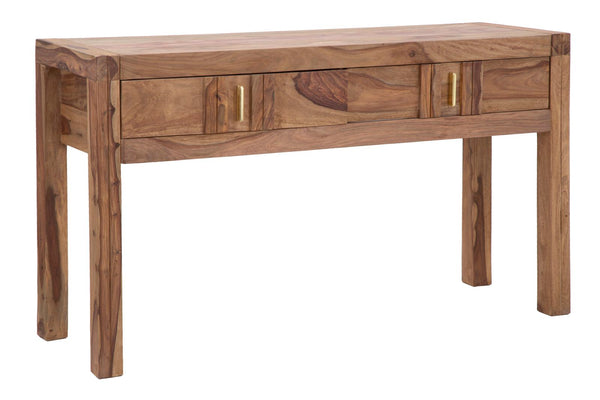 Console Elégante Sheesham 132x40x76 cm Bois et Fer Naturel et Doré online