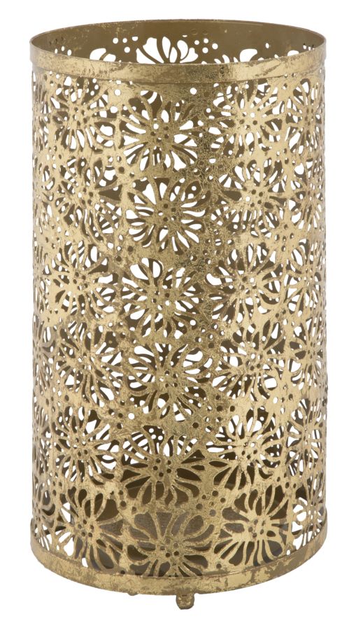 Porta Ombrelli Fiori Glam Ø24x42 cm in Ferro Oro-1