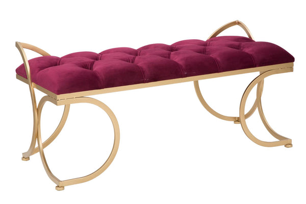 online Banc Glam Luxy Bordeaux 103x43x47 cm en Fer et MDF et Éponge et Polyester Bordeaux et Or