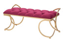 Panca Glam Luxy Bordeaux 103x43x47 cm in Ferro e MDF e Spugna e Poliestere Bordeaux e Oro-3