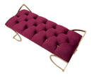 Panca Glam Luxy Bordeaux 103x43x47 cm in Ferro e MDF e Spugna e Poliestere Bordeaux e Oro-4