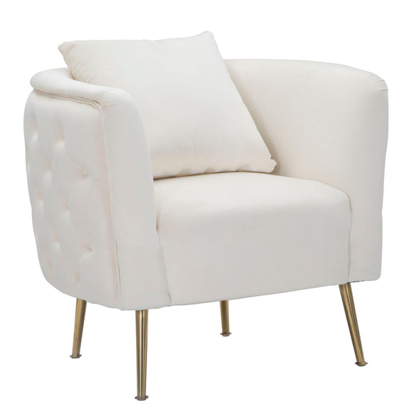 prezzo Fauteuil Bucarest Crème 76x74x73 cm Bois et Éponge et Tissu et Métal Crème et Or