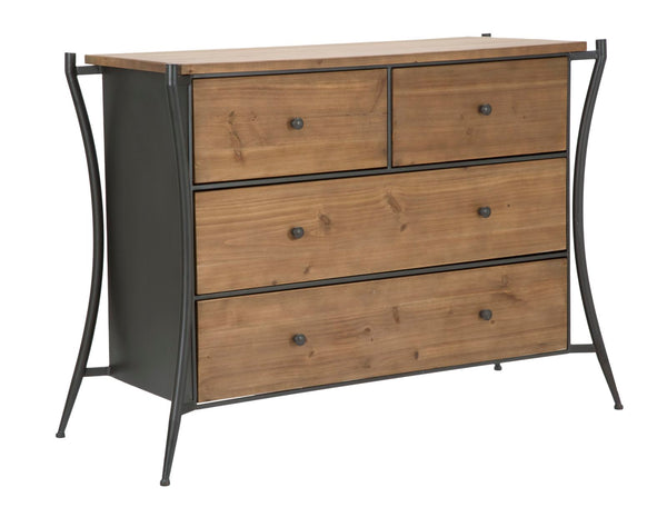 prezzo Commode Glasgow 122x49x85 cm Bois de sapin et fer brun et gris