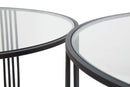 Tavoli da Caffé Dublino Coppia Ø81x47 - 71x43 cm in Ferro e Vetro Nero-3