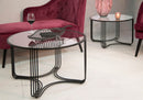 Tavoli da Caffé Dublino Coppia Ø81x47 - 71x43 cm in Ferro e Vetro Nero-7