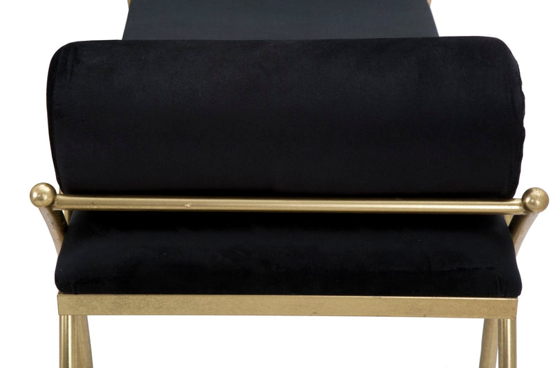 Panca Ribbon Nera 112,5x49x53 cm in Ferro e MDF e Spugna e Poliestere Nero e Oro-7