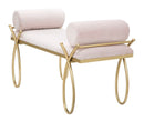 Panca Ribbon Rosa 112,5x49x53 cm in Ferro e MDF e Spugna e Poliestere Rosa e Oro-2