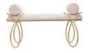 Panca Ribbon Rosa 112,5x49x53 cm in Ferro e MDF e Spugna e Poliestere Rosa e Oro-3