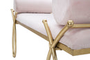 Panca Ribbon Rosa 112,5x49x53 cm in Ferro e MDF e Spugna e Poliestere Rosa e Oro-6