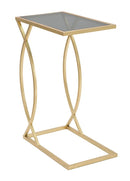 Tavolinetto da Divano Glam 45,5x25,5x60 cm in Ferro e Vetro Nero e Oro-1