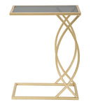 Tavolinetto da Divano Glam 45,5x25,5x60 cm in Ferro e Vetro Nero e Oro-3