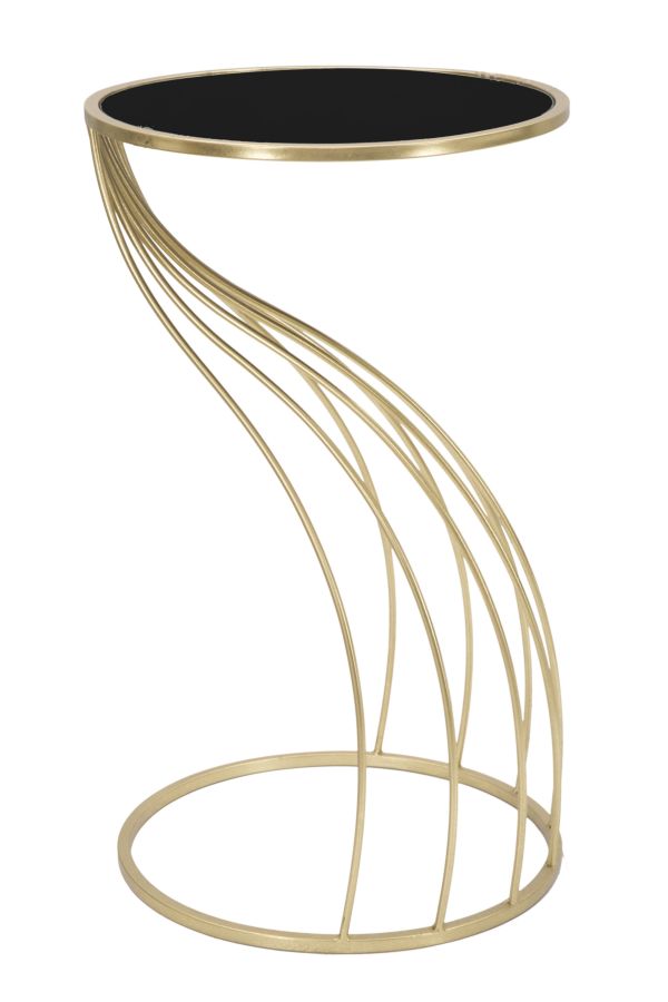 Porte-téléphone Flush Ø43x73 cm en MDF Fer et Miroir Noir et Or prezzo