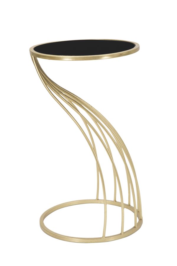 Porte-téléphone Flush Ø35x60 cm en MDF Fer et Miroir Noir et Or online