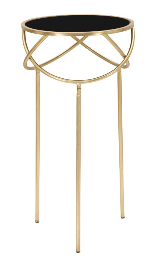 Porte Téléphone Ring Ø40x80 cm en MDF Fer et Miroir Noir et Or prezzo