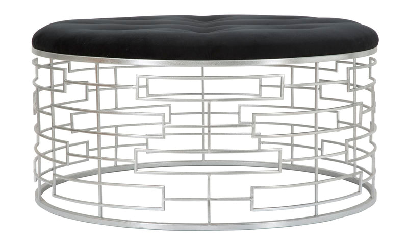 Puff Ice Ø91,5x47 cm in Ferro e MDF e Spugna e Poliestere Argento e Nero-2