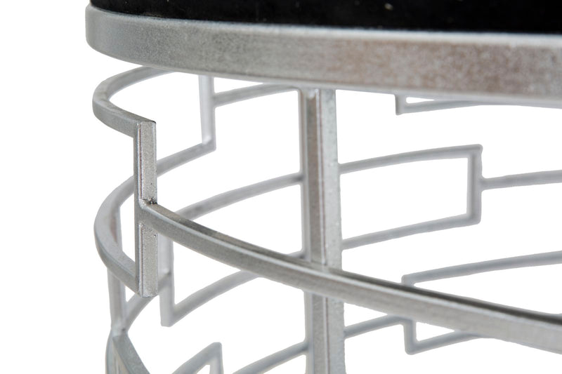 Puff Ice Ø91,5x47 cm in Ferro e MDF e Spugna e Poliestere Argento e Nero-8