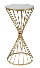 Tavolinetto Hypnos Ø35x70 cm in Ferro MDF e Vetro Oro-1