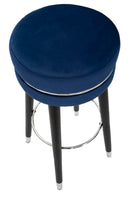 Sgabello Bar Paris Ø35x74 cm in Legno e Tessuto Vellutato Blu-3