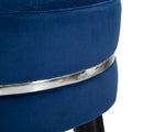 Sgabello Bar Paris Ø35x74 cm in Legno e Tessuto Vellutato Blu-4