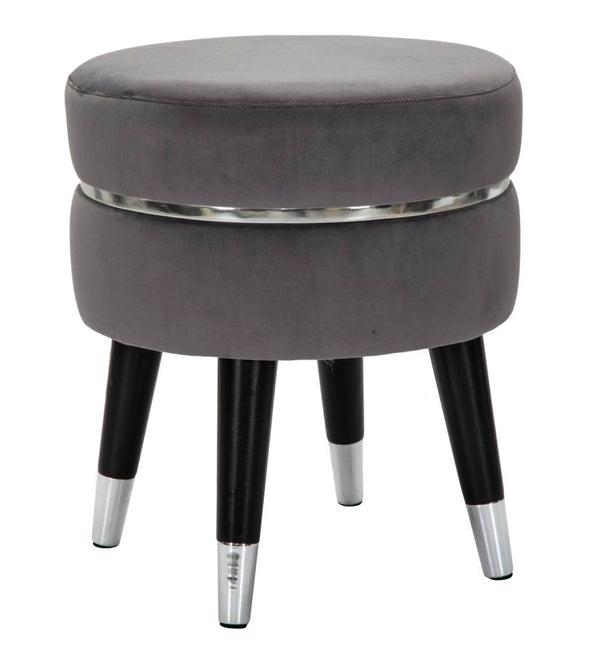 sconto Tabouret Paris Ø35x40,5 cm en Métal Bois Éponge et Polyester Noir Gris et Argent