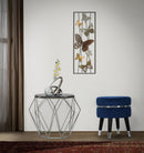 Pouf Poggiapiedi Ø35x40,5 cm in Legno e Tessuto Vellutato Blu-5