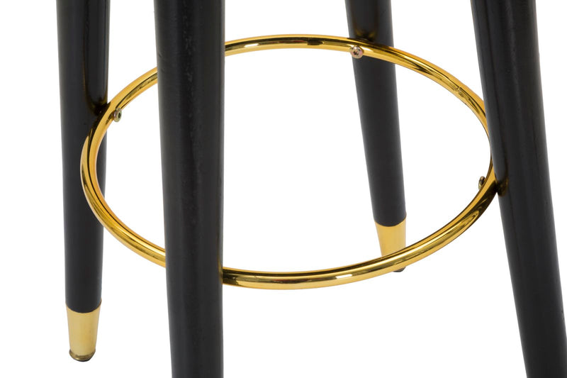 Sgabello Bar Paris Ø35x74 cm in Legno e Tessuto Vellutato Grigio-5