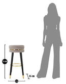 Sgabello Bar Paris Ø35x74 cm in Legno e Tessuto Vellutato Grigio-7