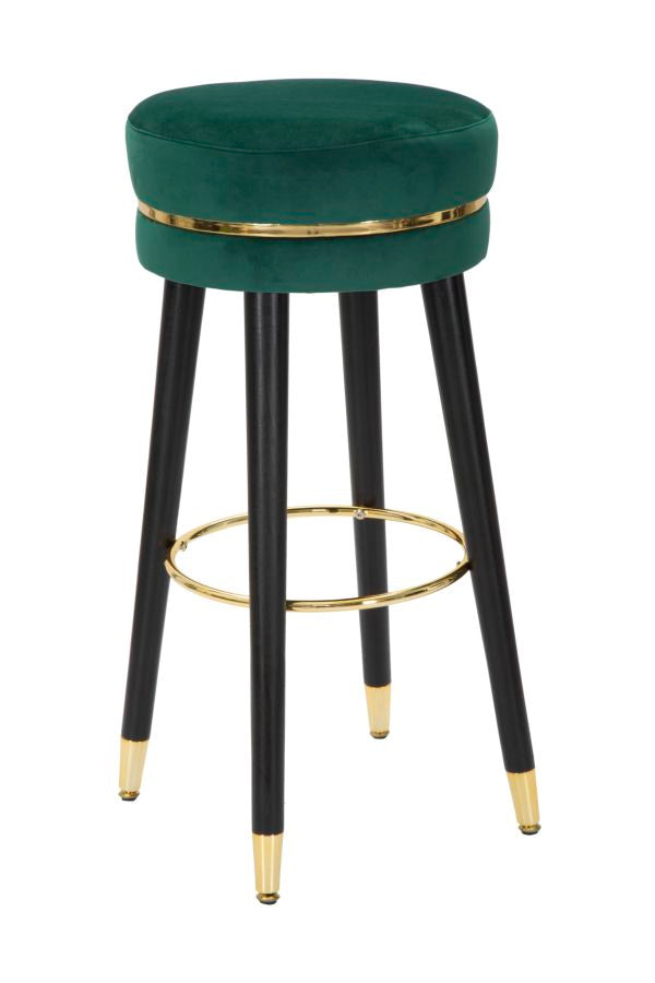 Sgabello Bar Paris Ø35x74 cm in Legno e Tessuto Vellutato Verde-1