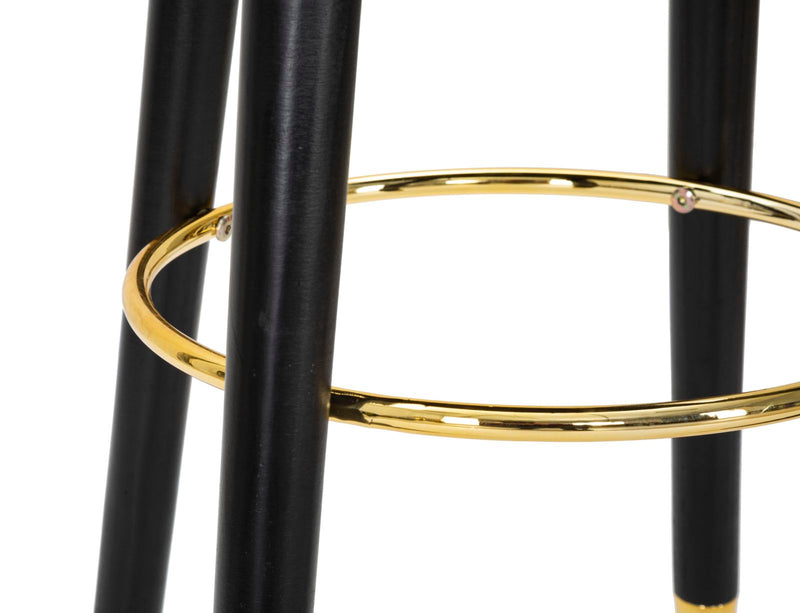 Sgabello Bar Paris Ø35x74 cm in Legno e Tessuto Vellutato Verde-5