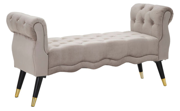 sconto Banc Paris 120x40x60 cm en Métal Bois Éponge et Polyester Gris Noir et Doré