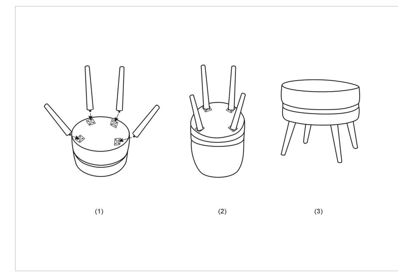 Sgabello Paris Ø35x40,5 cm in Legno Spugna Metallo e Poliestere Crema Nero e Oro-7