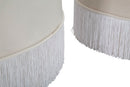 Puff Contenitore Lines New Coppia Crema Ø71x41-55x33 cm in Legno Spugna e Poliestere Crema-5