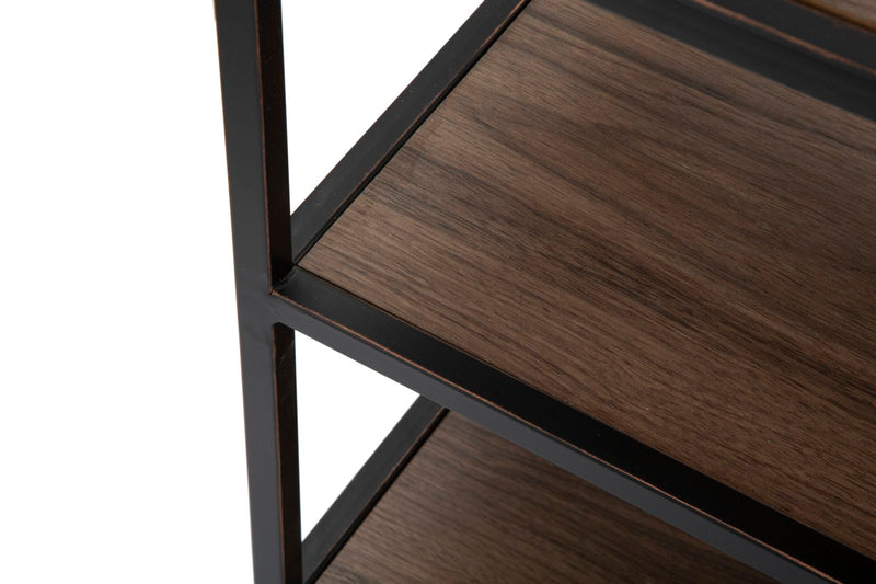 Libreria Essential 80x30x180 cm in Ferro e MDF Nero e Marrone-7