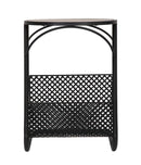 Tavolinetto Porta Giornali Ø35x50 cm in Ferro e MDF Nero e Marrone-2