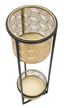 Porta Vasi Doppio Ø23x80 cm in Ferro Nero e Oro-2